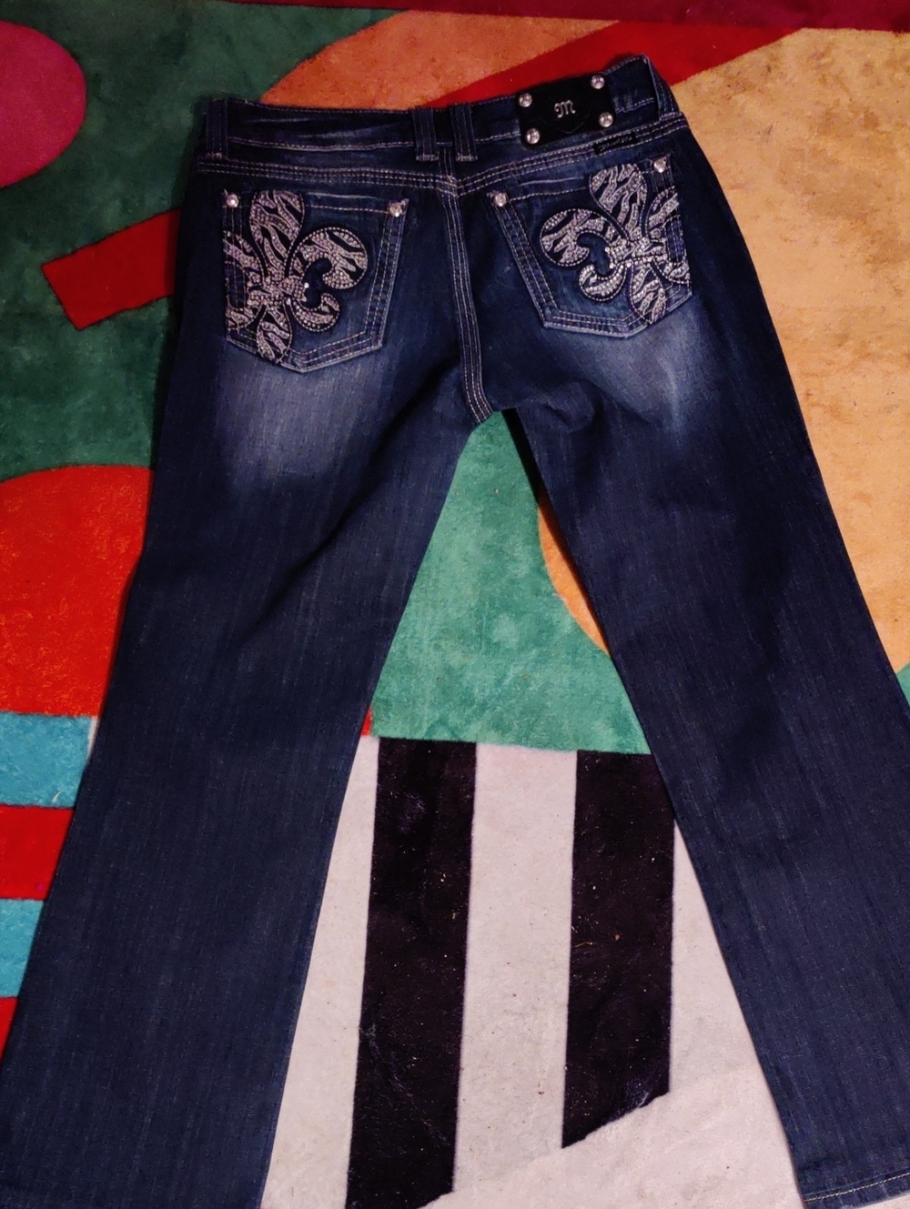 Miss Me Dark Blue Boot Cut Jeans with Embroidered Back Pockets